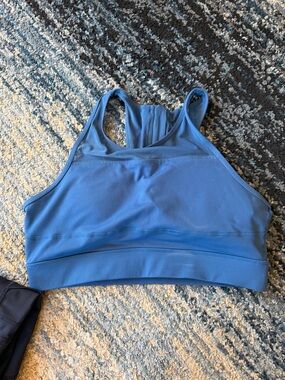 High-Neck Blue Racerback Sports Bra